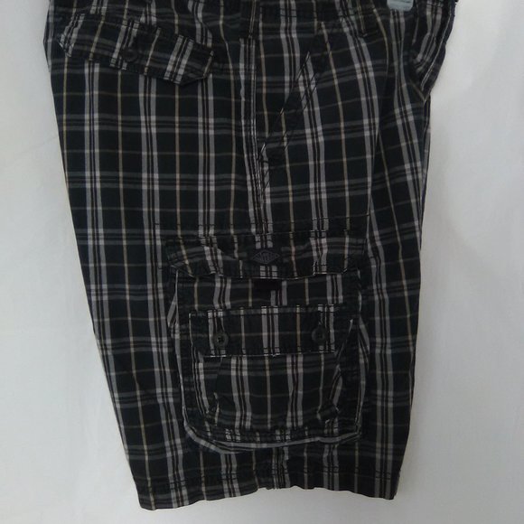 Lee Dungarees Plaid Cargo Men's Shorts Color Black/Gray Stripe. Size 34 - Picture 4 of 7